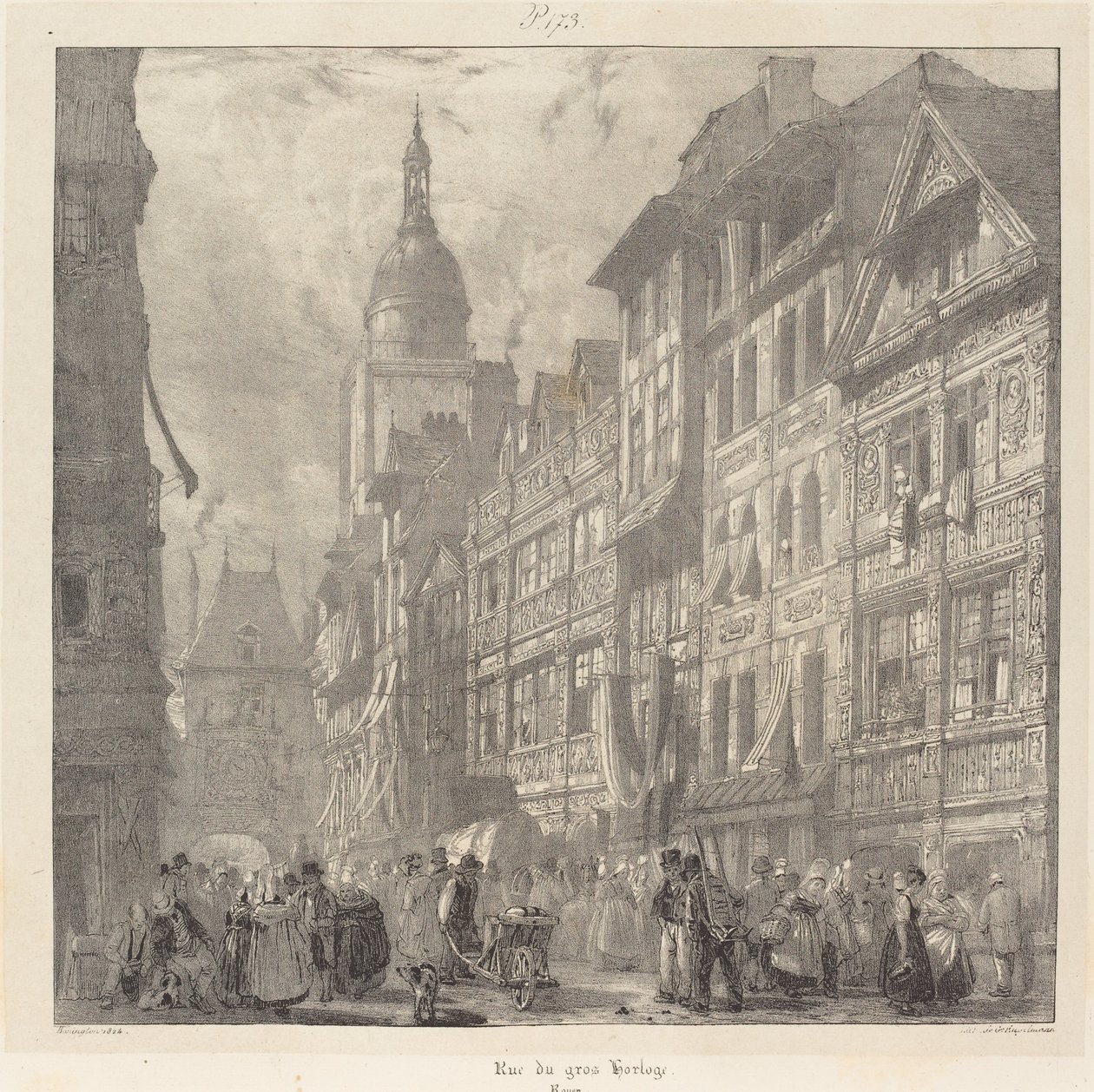 Rue du Gros-Horloge, Rouen alkotó: Richard Parkes Bonington