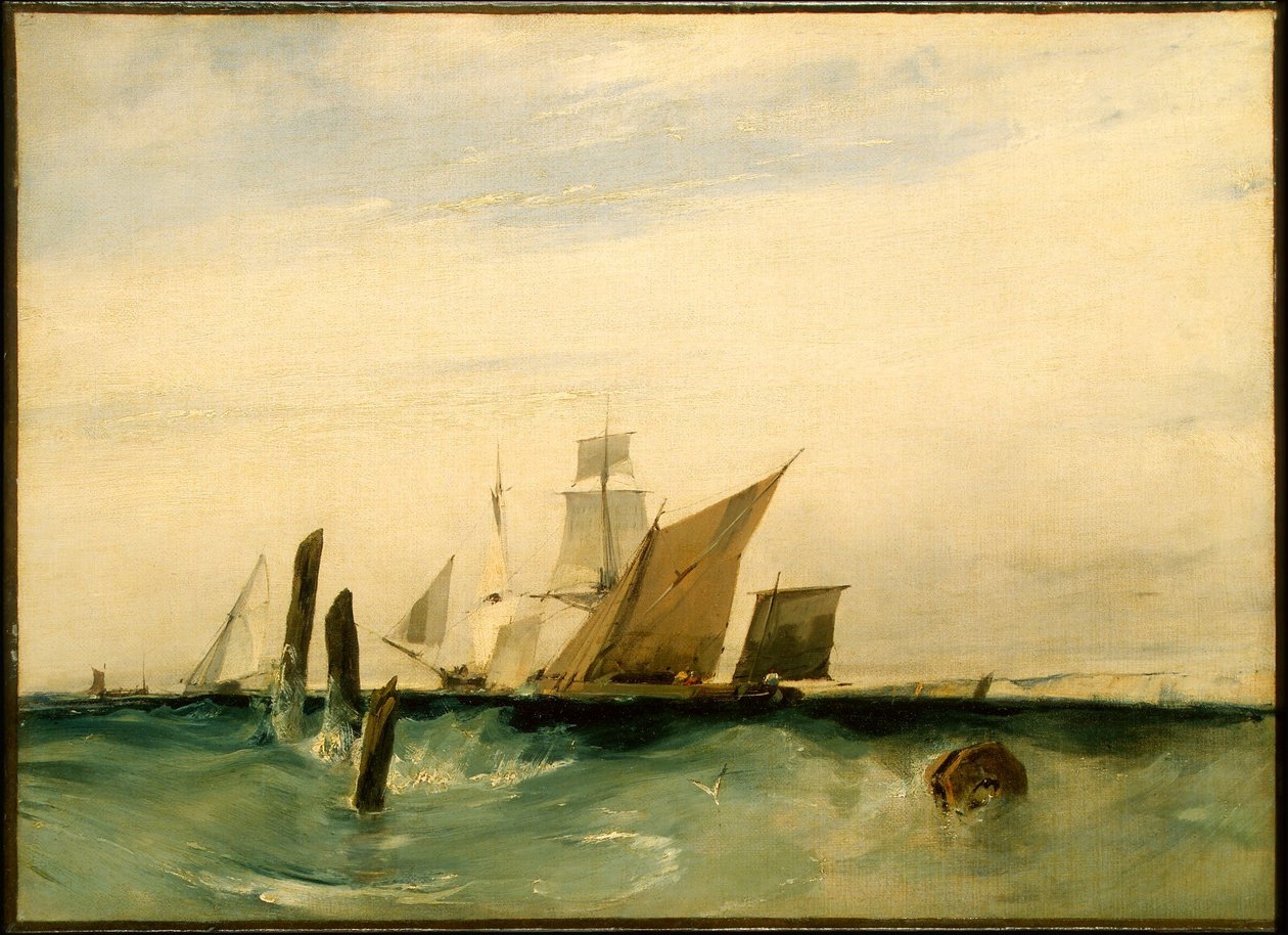 Tengerkép: a francia partok előtt alkotó: Richard Parkes Bonington