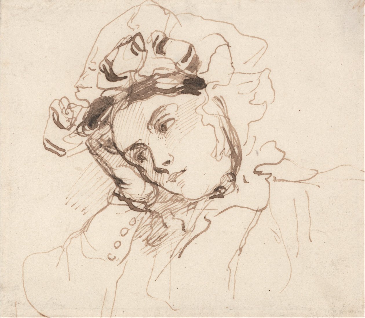 Tanulmány egy nőről, akinek a feje a kezén van alkotó: Richard Parkes Bonington