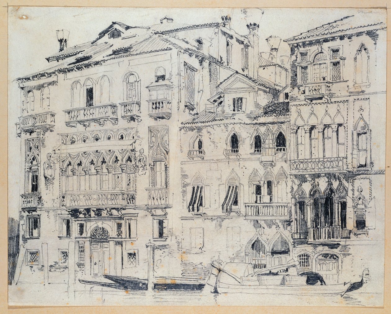 Canal Grande, Velence, 1826 körül (ceruza) alkotó: Richard Parkes Bonington