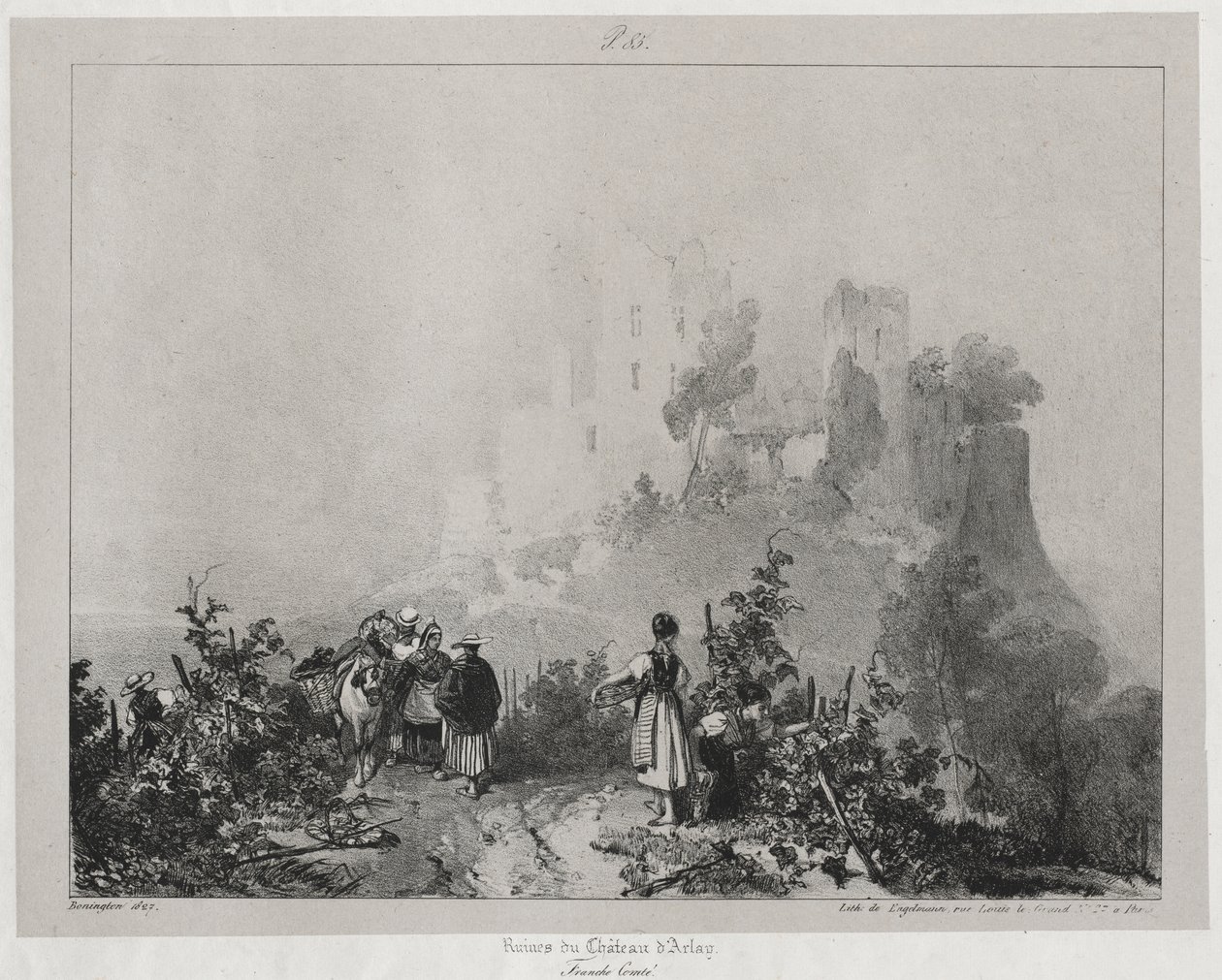 Festői és romantikus utazások az ókori Franciaországban, Franche-Comté: Arlay várának romjai alkotó: Richard Parkes Bonington