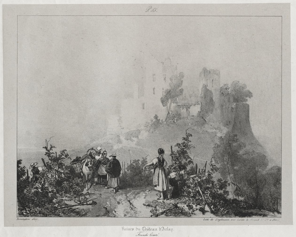 Festői és romantikus utazások az ókori Franciaországban, Franche-Comté: Arlay várának romjai alkotó: Richard Parkes Bonington