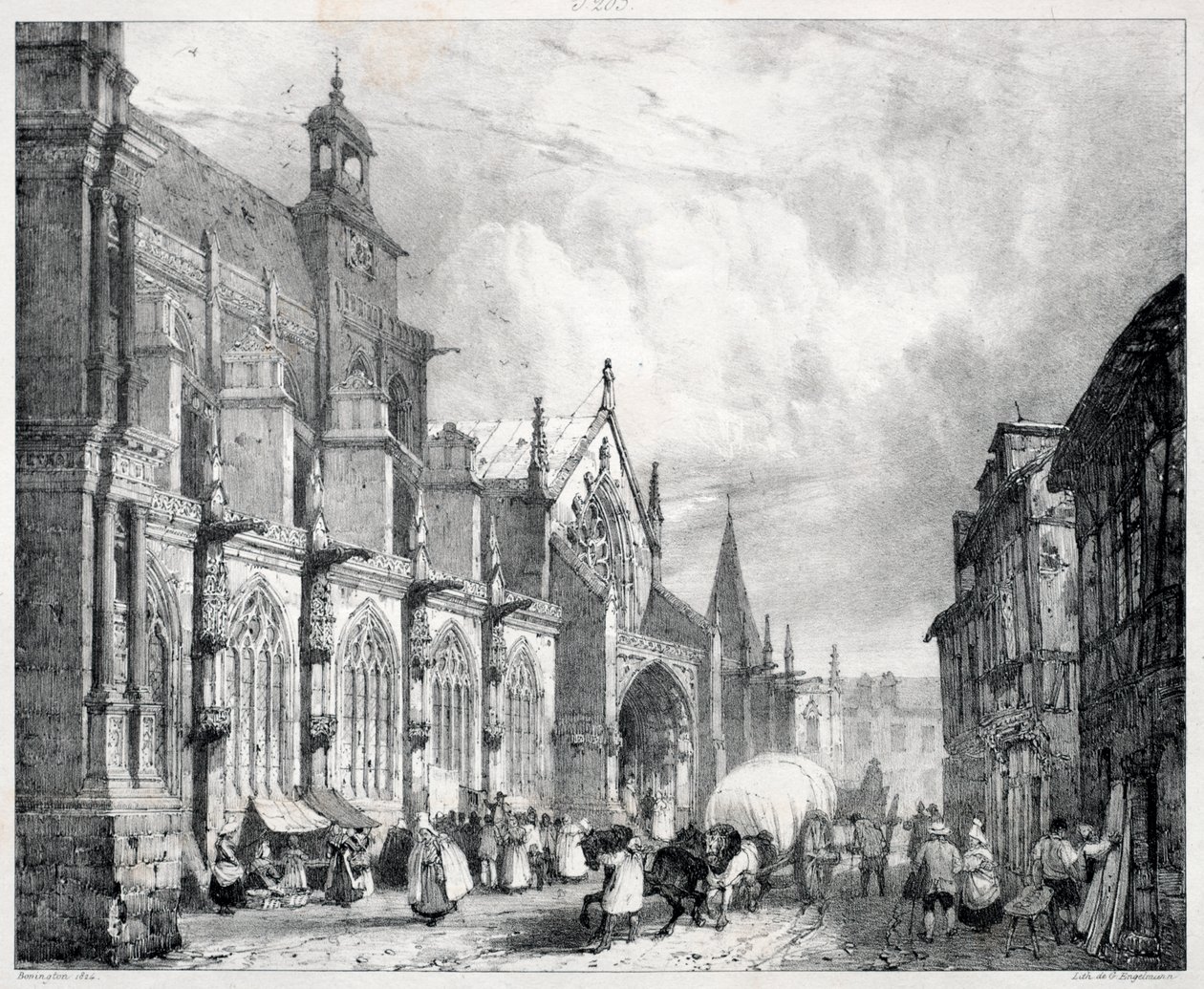 Festői és romantikus utazások az ókori Franciaországban, Normandiában: Szent Gervais és Szent Protais templom Gisorsban alkotó: Richard Parkes Bonington