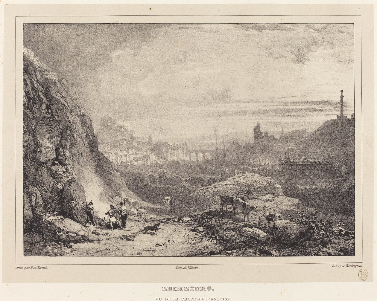 Edinburgh a Szent Antal-kápolnából nézve alkotó: Richard Parkes Bonington after Francois Alexandre Pernot