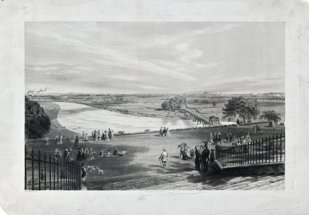 Avenham  Miller Park, 1870 körül (színezett litó, papír) alkotó: Richard Parminter Cuff