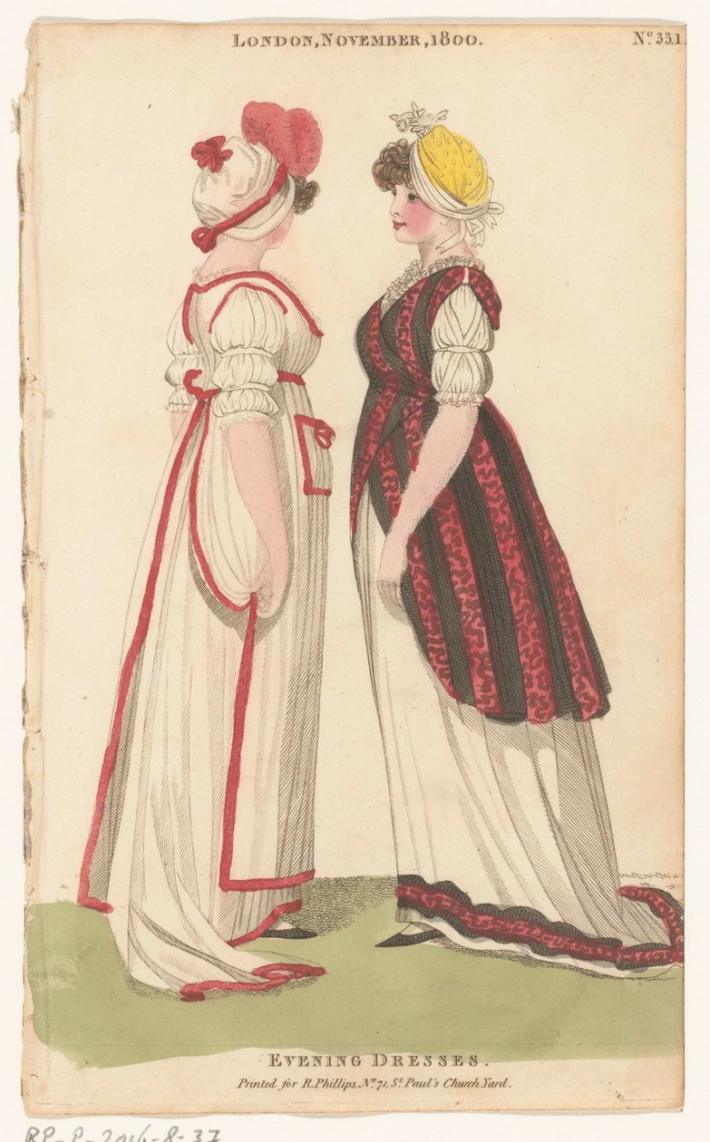 A londoni és párizsi női divat magazinja, London, 1800. november, 33.1. szám: Estélyi ruhák alkotó: Richard Phillips