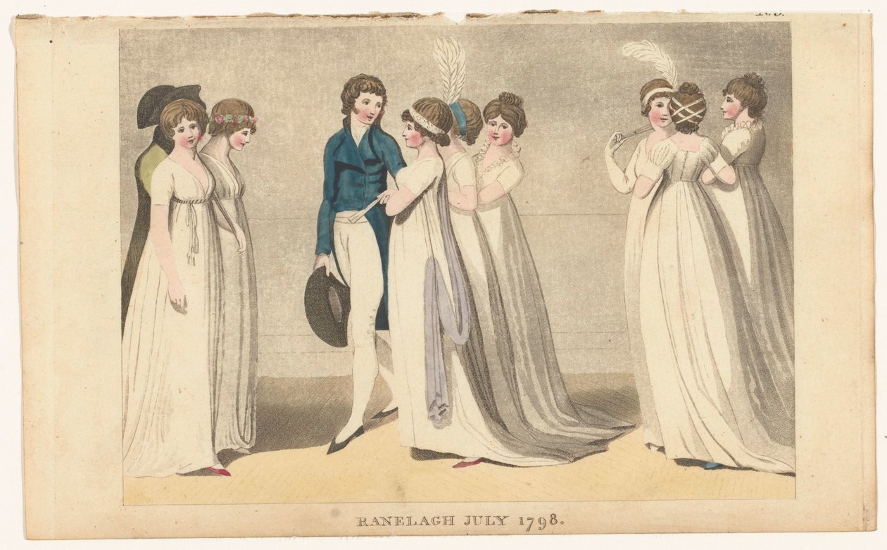 A londoni és párizsi női divat magazinja: Ranelagh, 1798. július alkotó: Richard Phillips