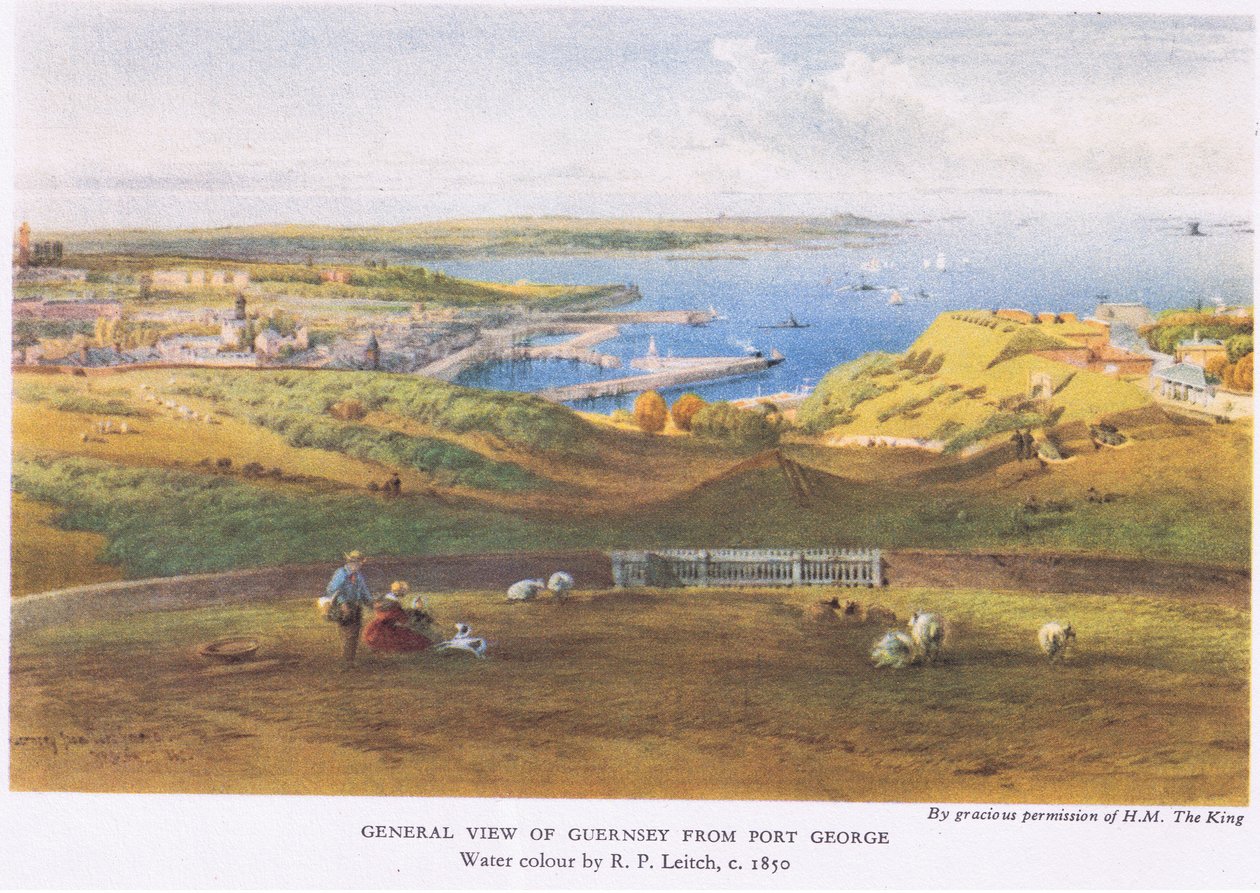 Guernsey általános képe Port George-ból, 1945 alkotó: Richard Principal Leitch