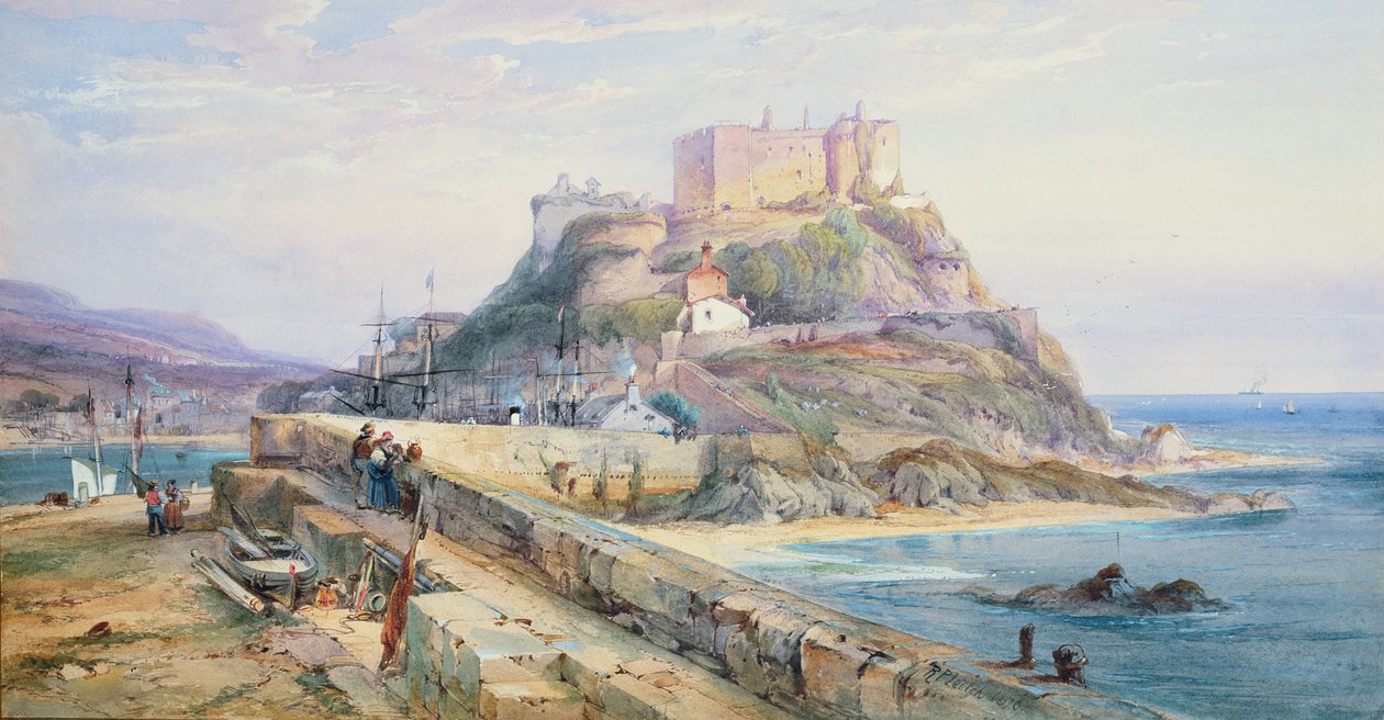 Mont Orgueil kastély, Gorey, Jersey, 1876 alkotó: Richard Principal Leitch