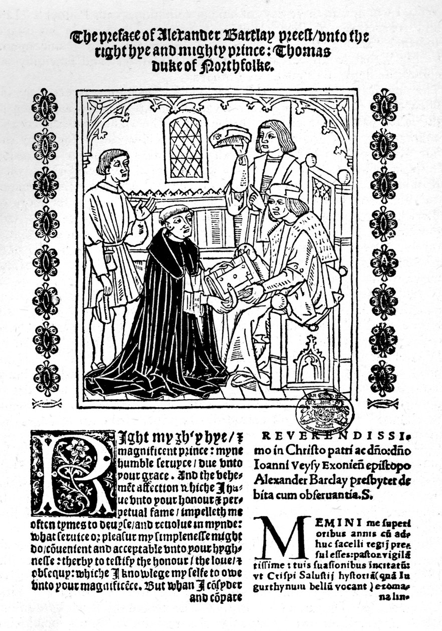 A fordító bemutatja könyvét Norfolk hercegének, c1500-1520, 1923 alkotó: Richard Pynson