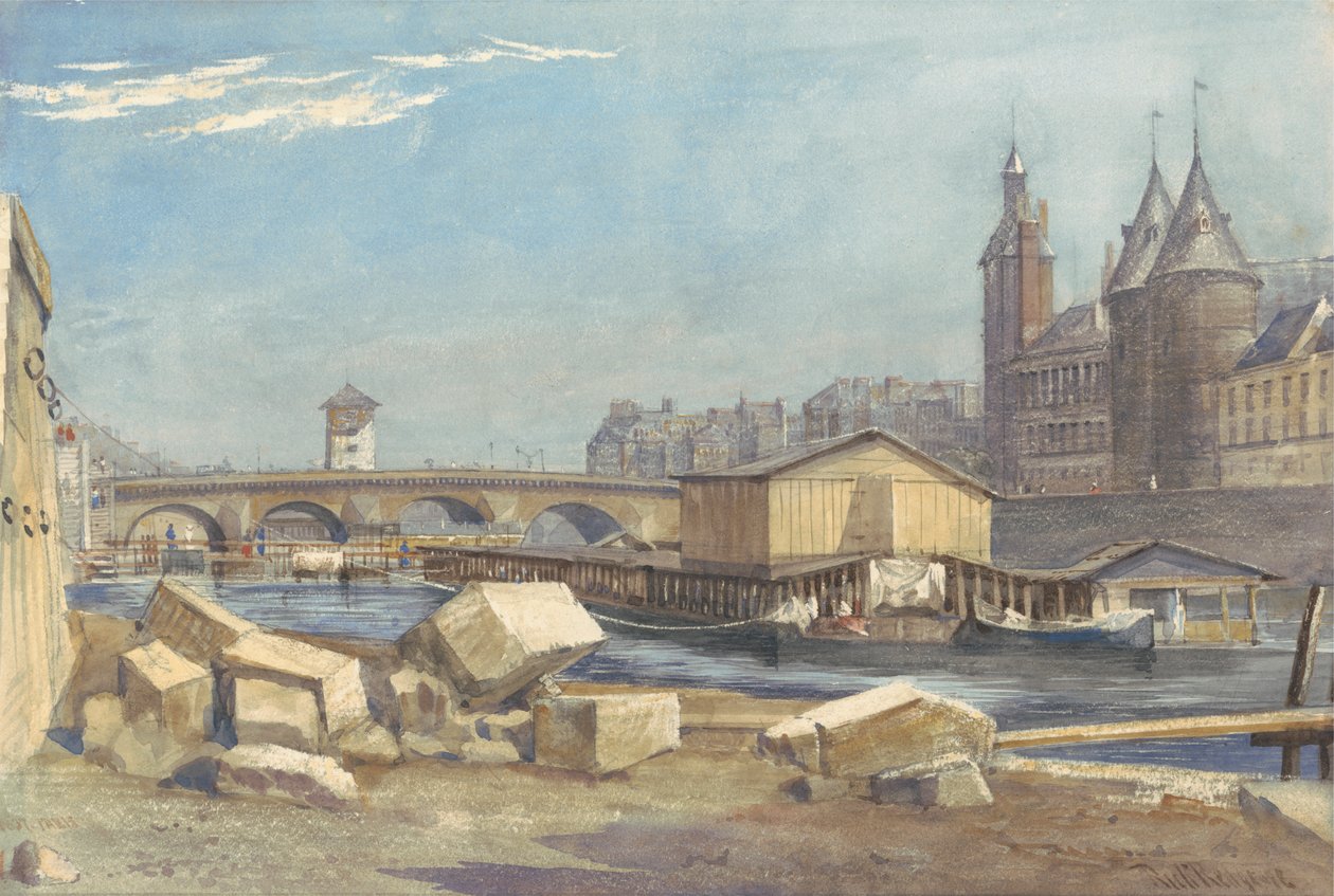 Ile de la Cité, a Pont au Change és a Conciergerie, Párizs, 1837 alkotó: Richard Redgrave