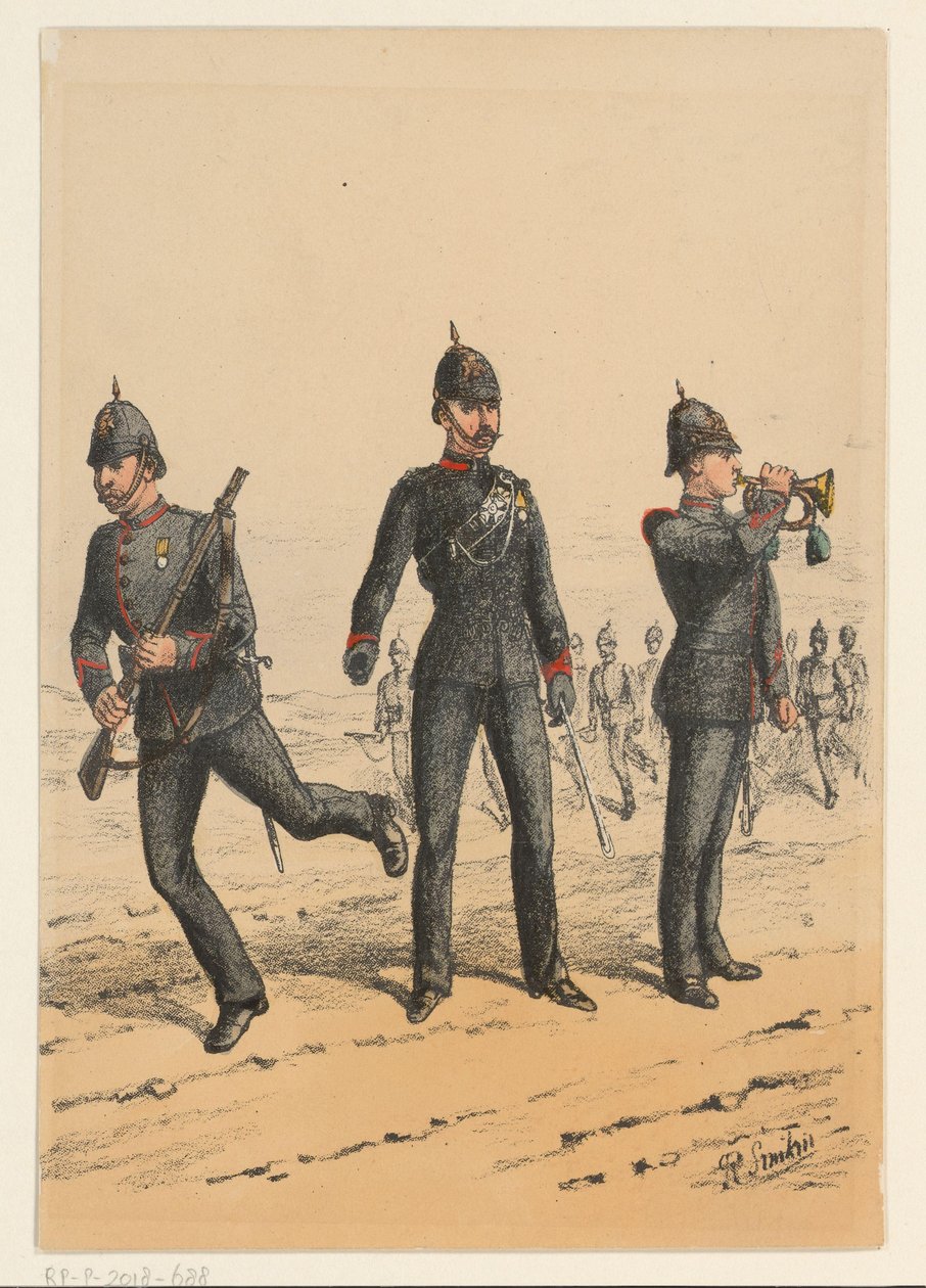 Három brit katona Brit katonai egyenruhák kilenc ábrázolása (sorozat címe) alkotó: Richard Simkin