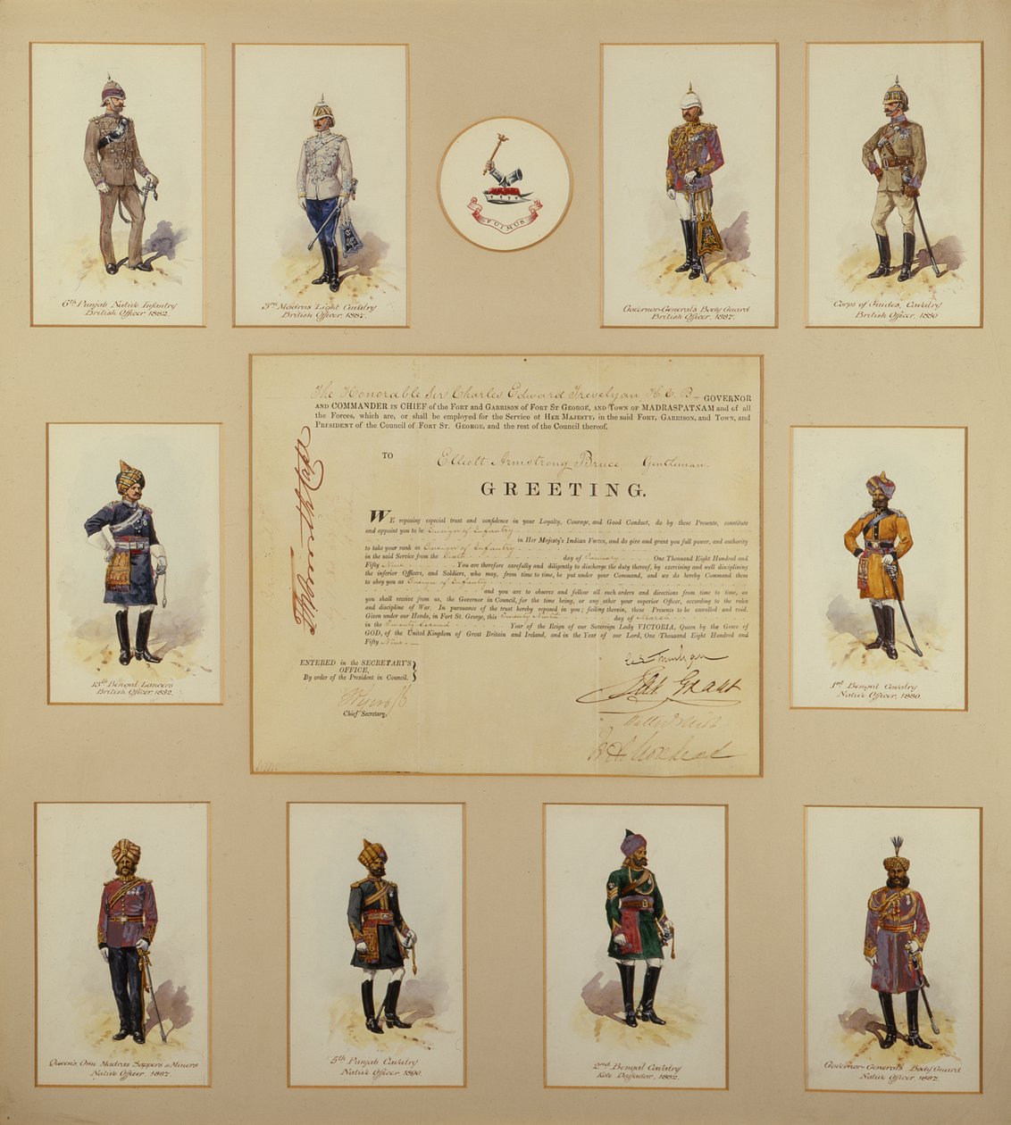 A brit hadsereg tisztjei egyenruhában, R. Simkin, 19. század alkotó: Richard Simkin