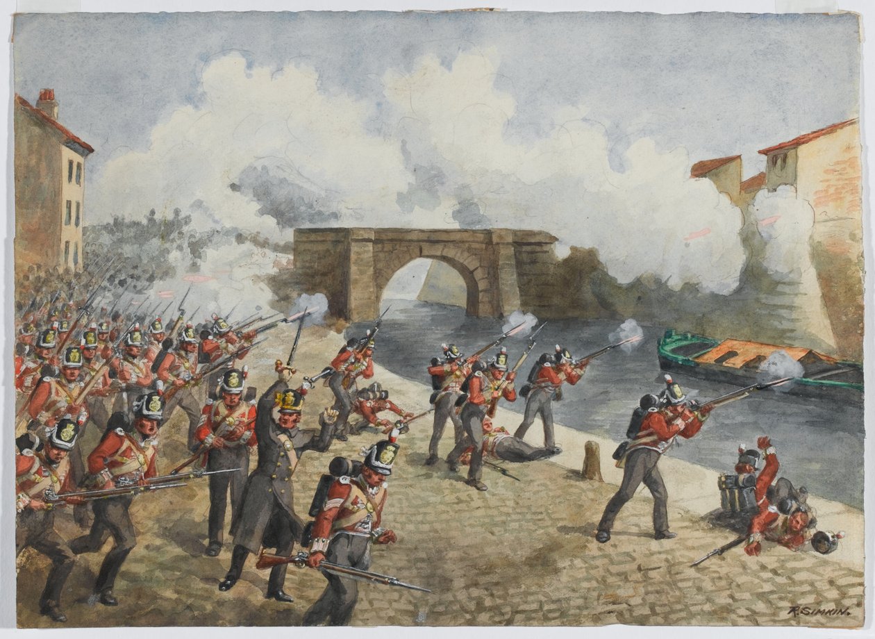 A 27. Inniskilling ezred Toulouse-ban, 1814. április 10., 1900 körül alkotó: Richard Simkin