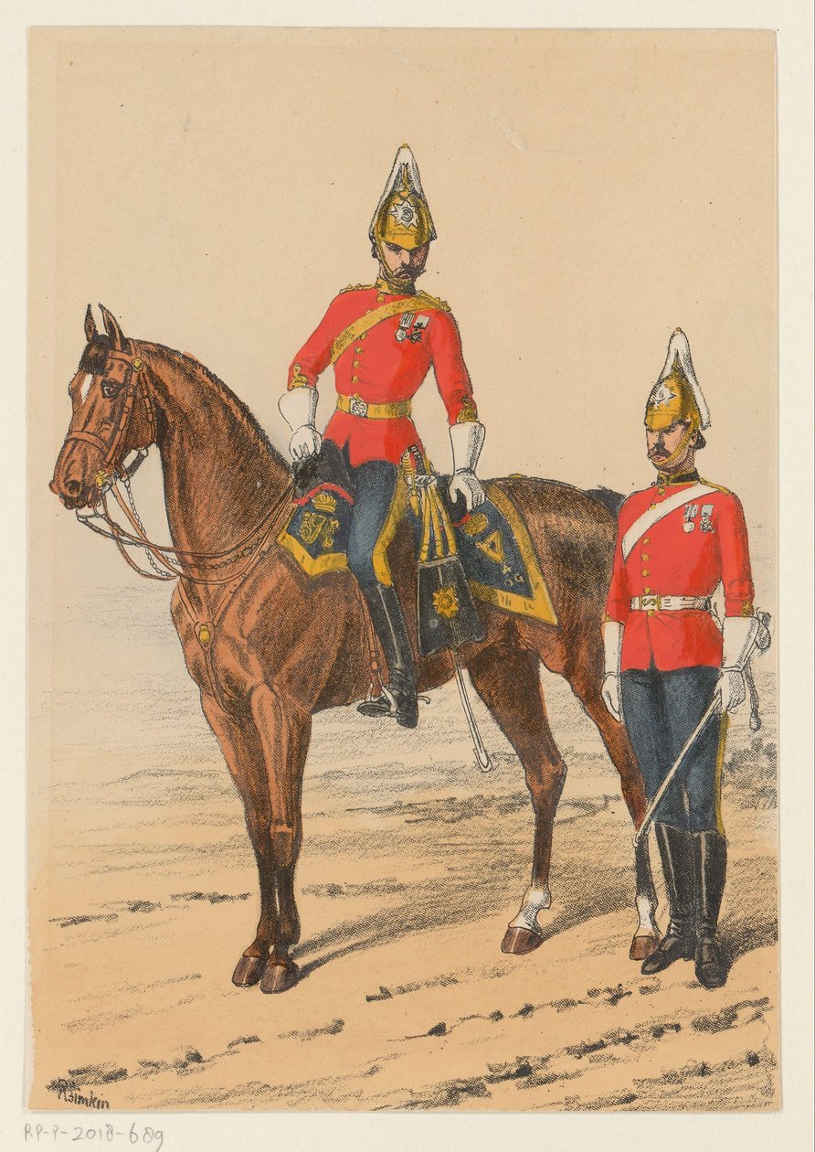Két brit katona Brit katonai egyenruhák kilenc ábrázolása (sorozat címe) alkotó: Richard Simkin