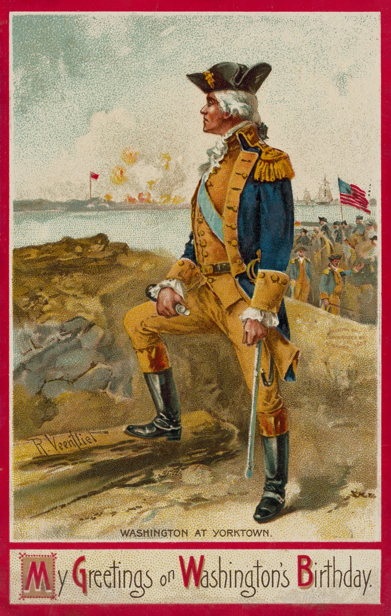 George Washington Yorktownban (kromolito) alkotó: Richard Veenfliet