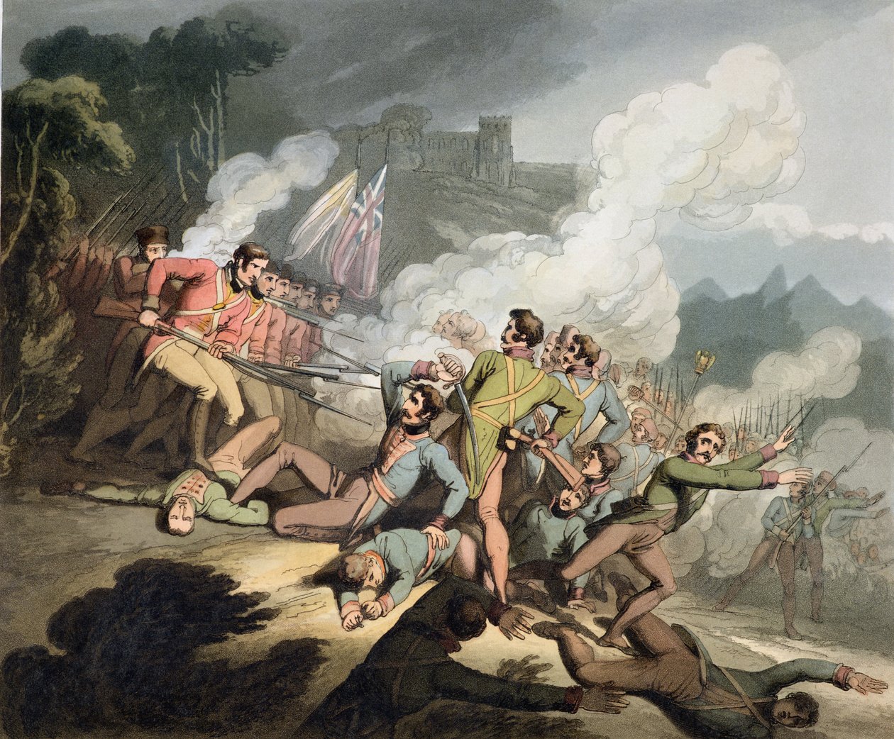 Busaco, 1810. szeptember 27., a Wellington herceg győzelmeiből, T. Fielding metszetéből, pub. 1819 alkotó: Richard Westall
