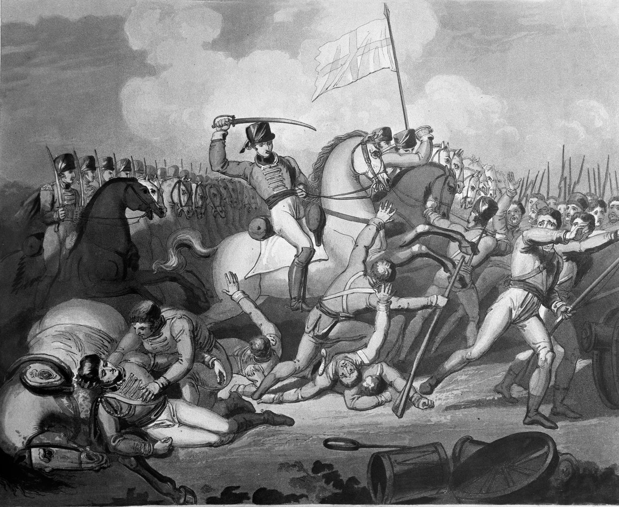 Lovassági roham francia gyalogság ellen, Salamancai csata, 1812. július 22. (akvatinta) alkotó: Richard Westall