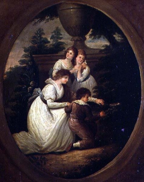 Családi csoport a kertben, 1790 körül (olaj, réz) alkotó: Richard Westall