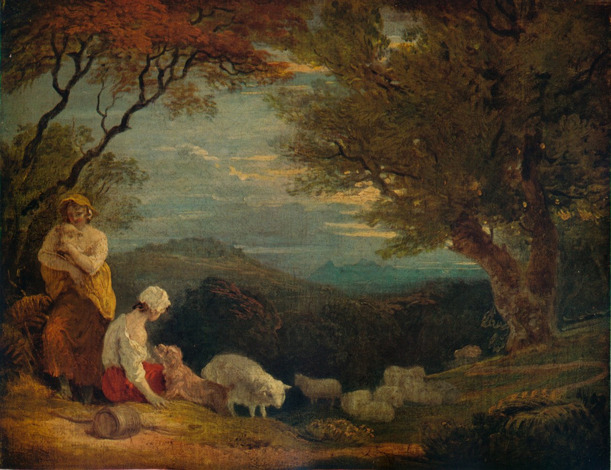 Táj nőkkel, bárányokkal és kutyával, c1811, 1938 alkotó: Richard Westall