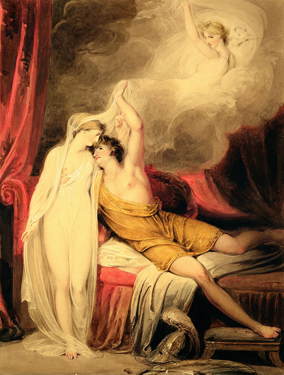 Párizs és Heléna megbékélése (akvarell és gouache papíron) alkotó: Richard Westall