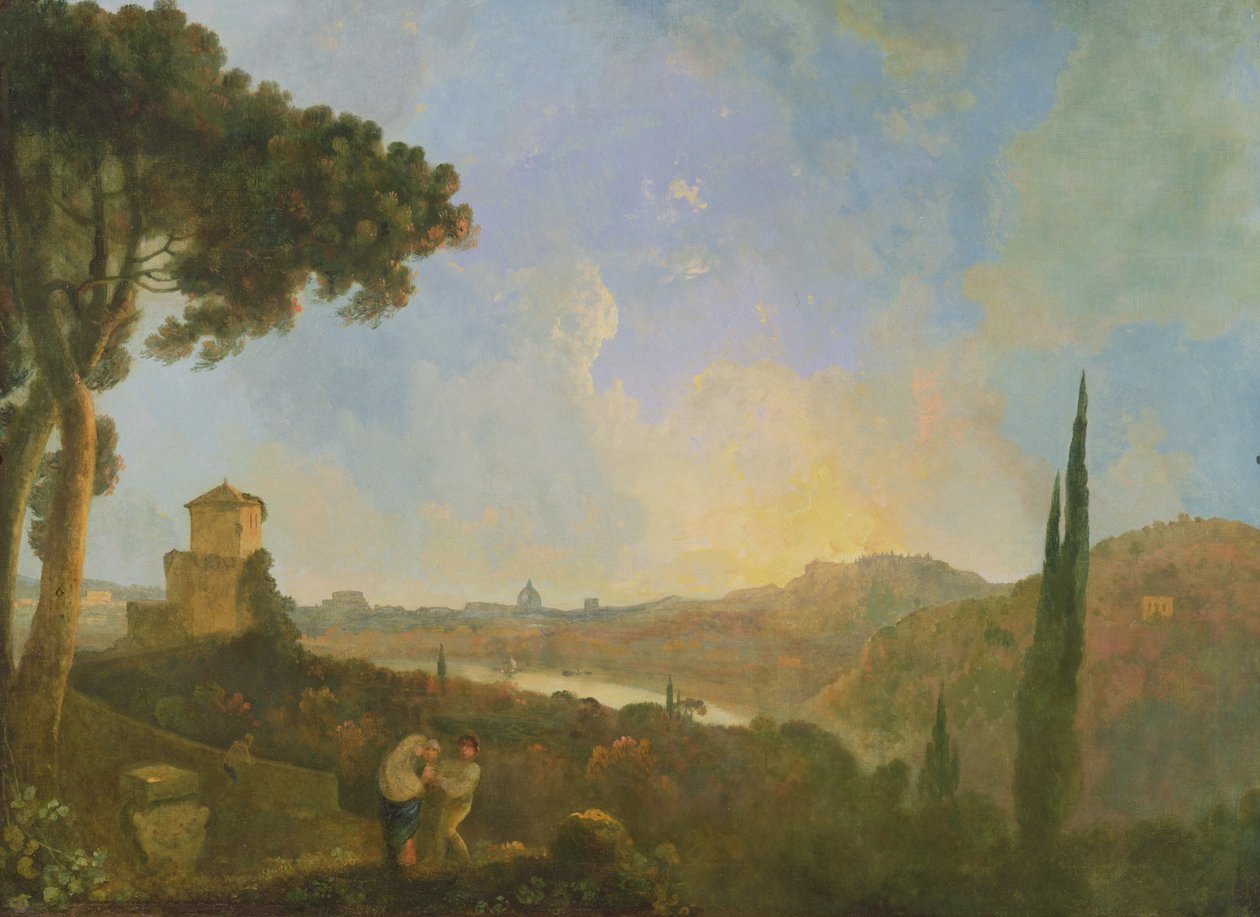 Kilátás a Tiberisre Rómával a távolban, 1770-80 körül (olaj, vászon) alkotó: Richard Wilson