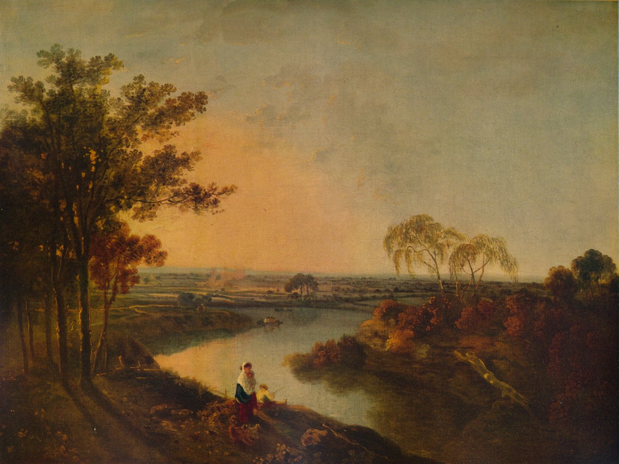 Angol folyó naplementekor, a távolban a walesi dombok, 1760, 1938 alkotó: Richard Wilson