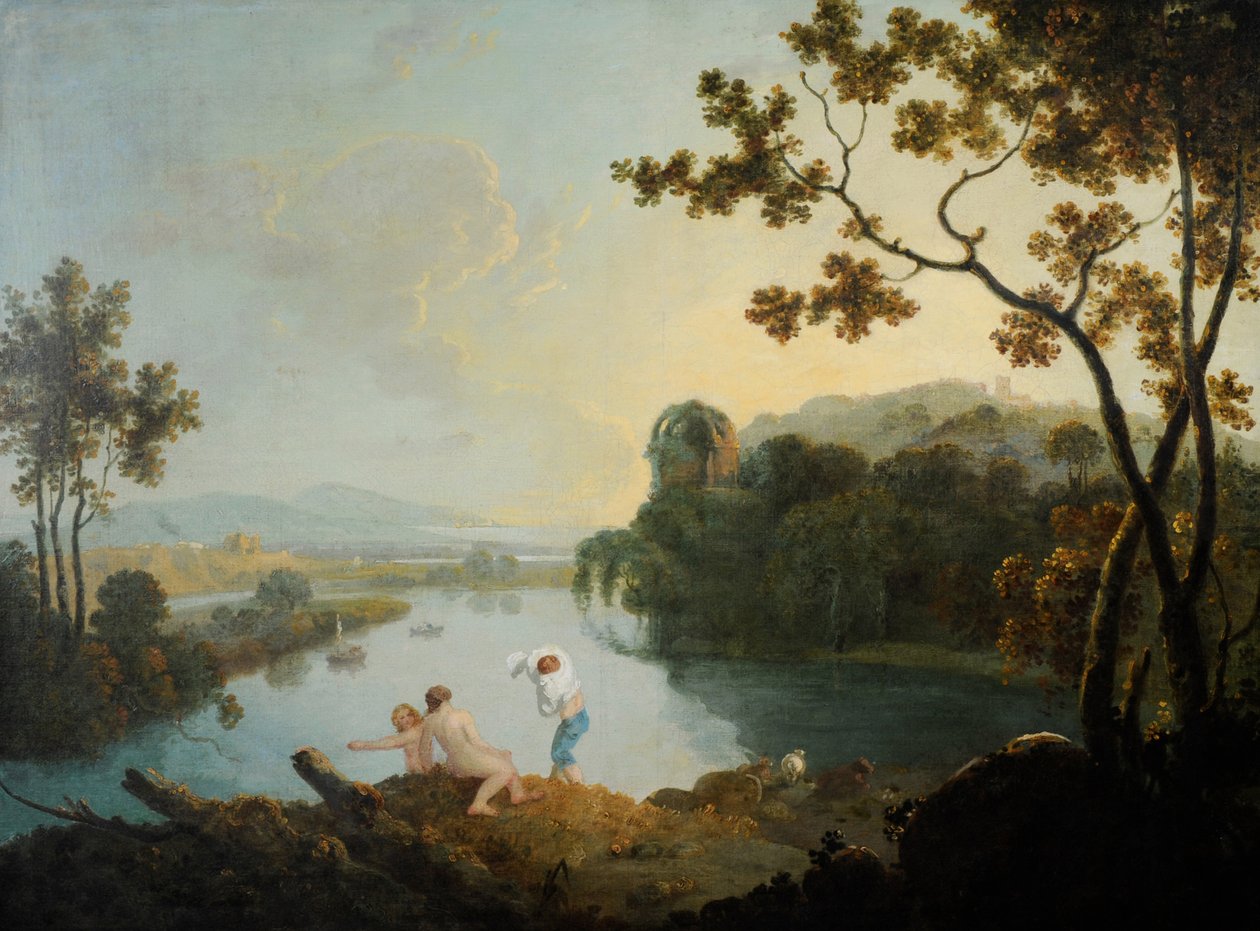 Klasszikus táj fürdőző fiúkkal (olaj, vászon) alkotó: Richard Wilson