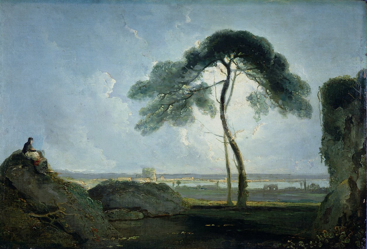 Olasz táj kőtörmelékkel (olaj, vászon, tölgyfa panelen) alkotó: Richard Wilson