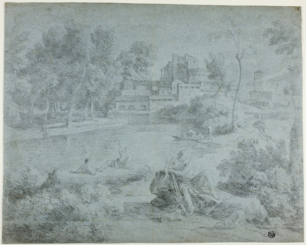 Olasz táj fürdőzőkkel alkotó: Richard Wilson