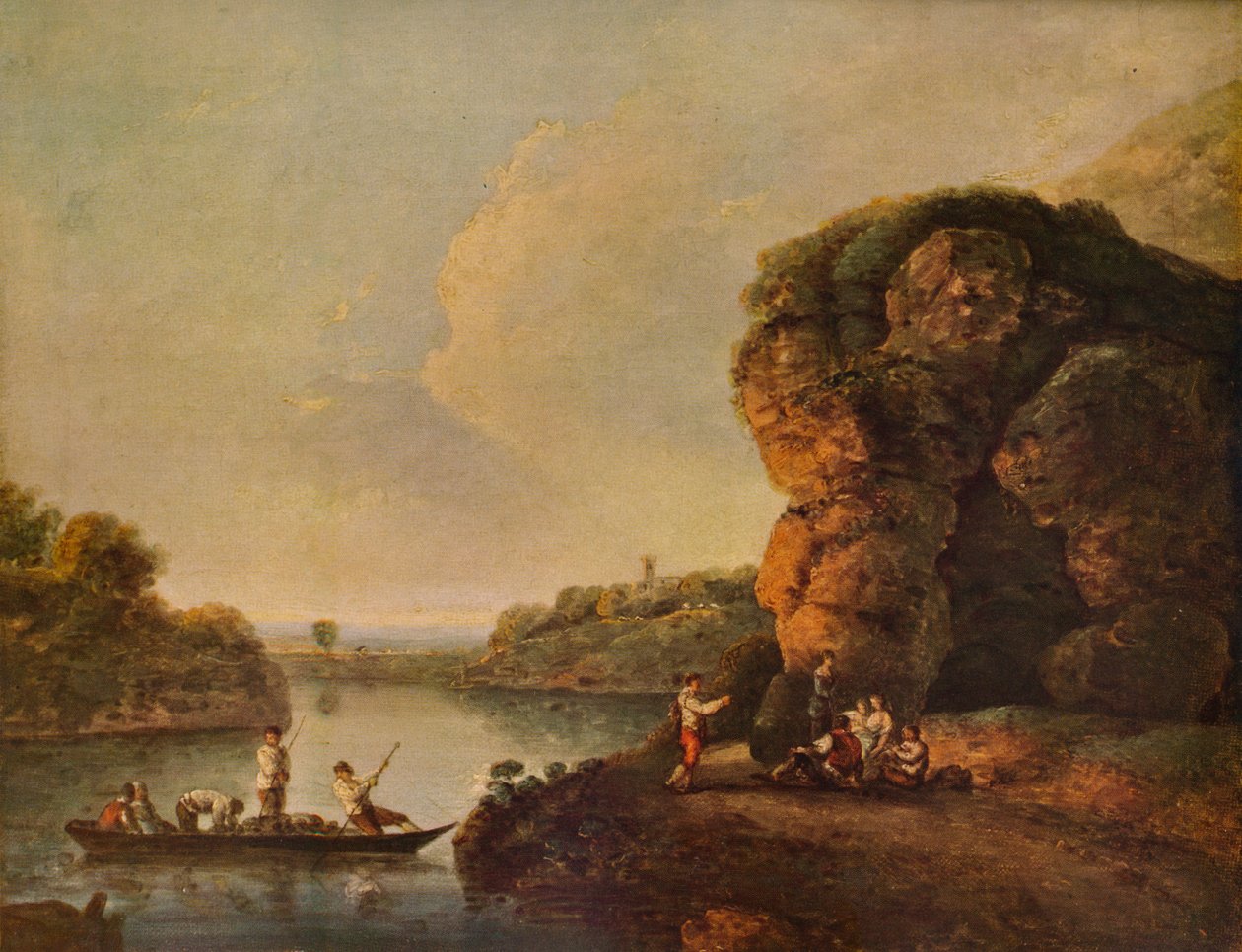Táj, folyóval és csónakokkal, c1758, 1938 alkotó: Richard Wilson