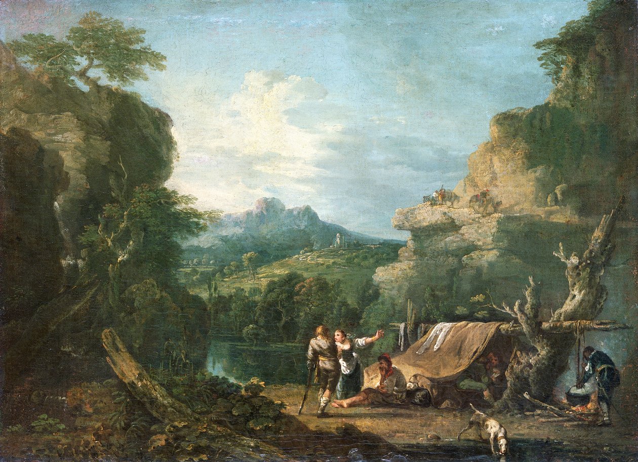 Táj bandittikkal egy sátor körül, 1752. alkotó: Richard Wilson