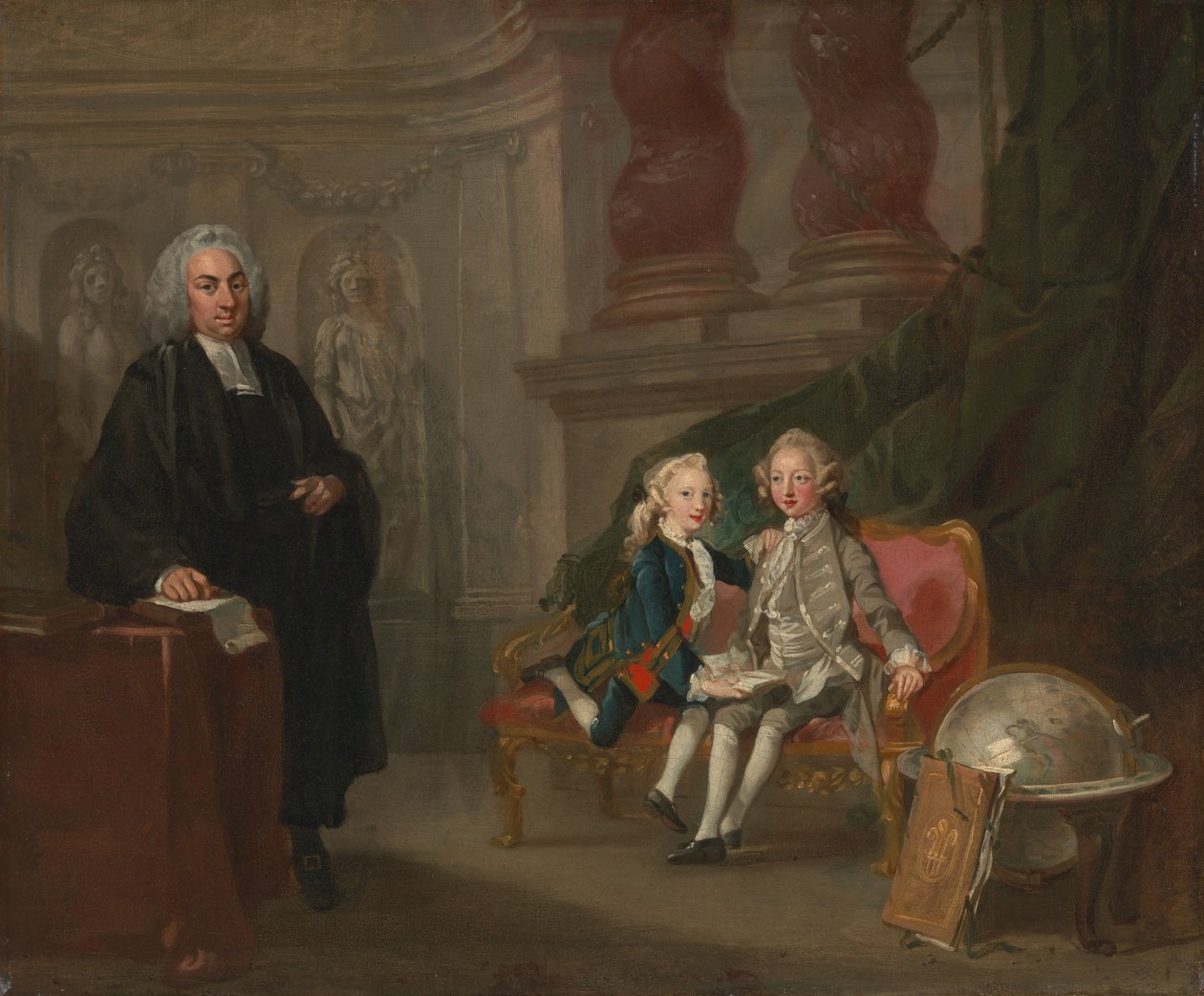 György herceg és Edward Augustus herceg, Frigyes walesi herceg fiai, oktatójukkal Dr. Francis Ayscough alkotó: Richard Wilson