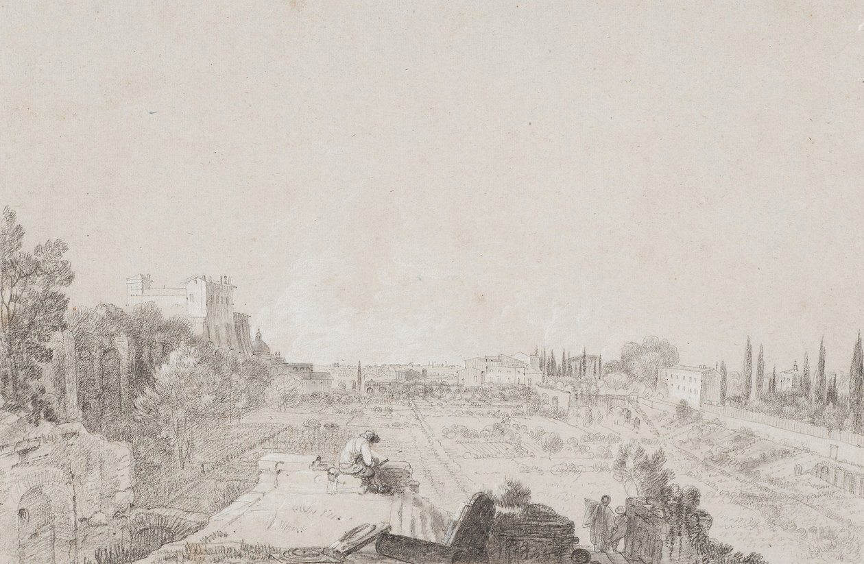 A Flóra Cirkusza, Roma (ceruza fehér kiemeléssel a papíron) alkotó: Richard Wilson