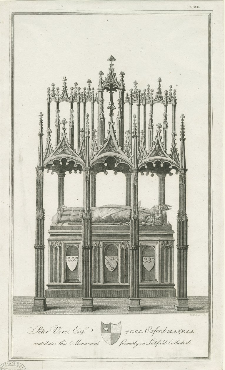Lichfield katedrális – Blythe püspök emlékműve: metszet, nd [1762-1798] (nyomtatás) alkotó: Richard Woollett Basire