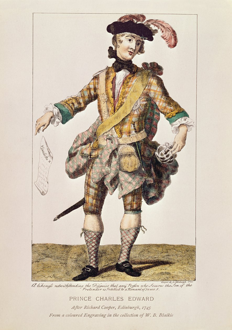 Szatirikus nyomat „keresett poszter” formájában Charles Edward Stuart herceg számára, 1745 (színes metszet) alkotó: Richard, the Elder Cooper