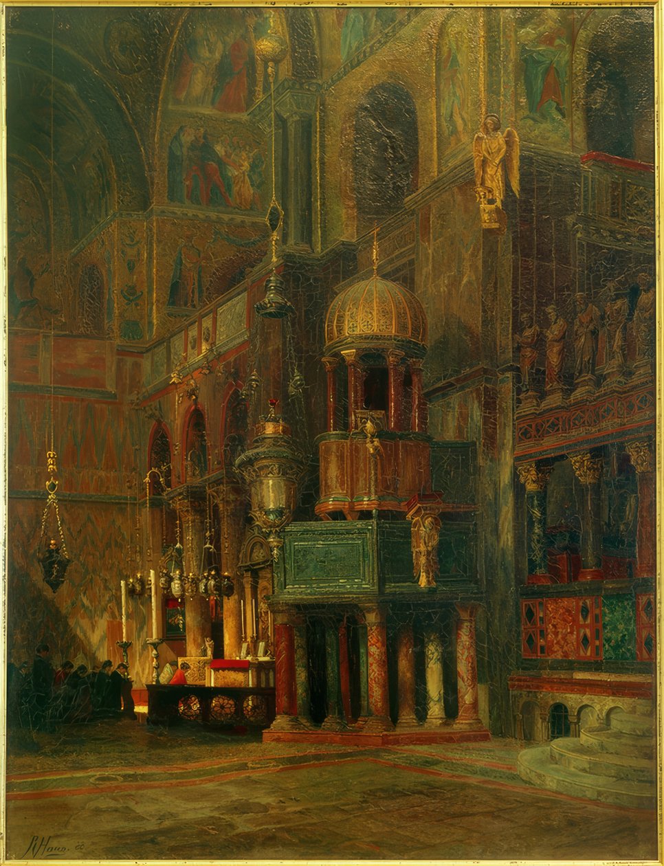 Velence, S.Marco, belül, kereszthajó / R. von Hagn festménye alkotó: Richard von Hagn