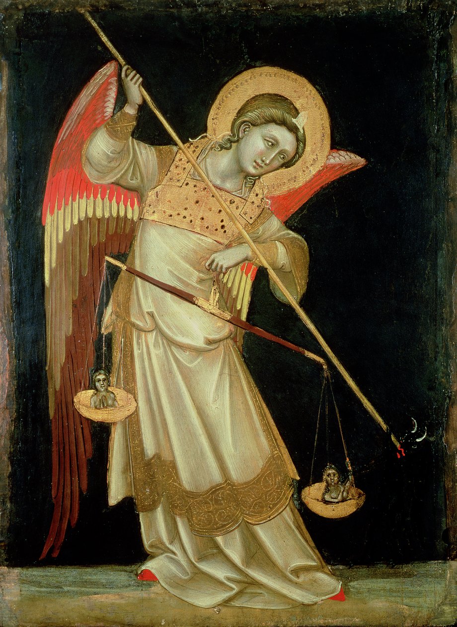 Angyal egy lelket mérlegelve, 1348-55 körül (tempera a panelen) alkotó: Ridolfo di Arpo Guariento
