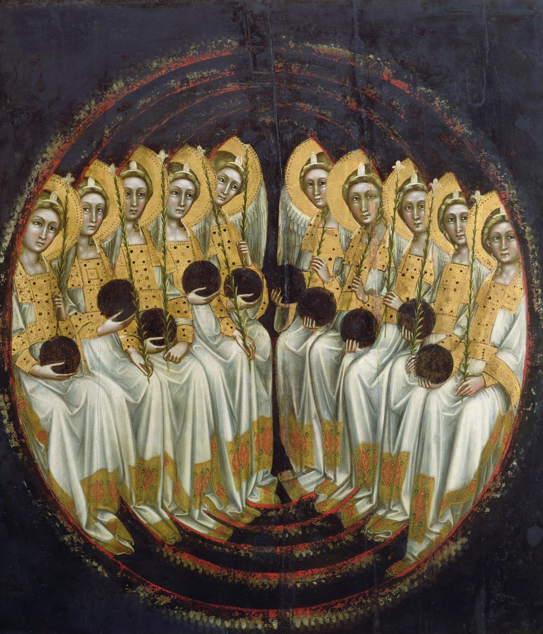 Ülő angyalok gömbökkel a kezükben, 1348-54 körül alkotó: Ridolfo di Arpo Guariento