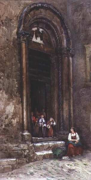 A Santa Guiliana templom oldalajtója Aquila degli Abruzziben alkotó: Rinaldo Werner