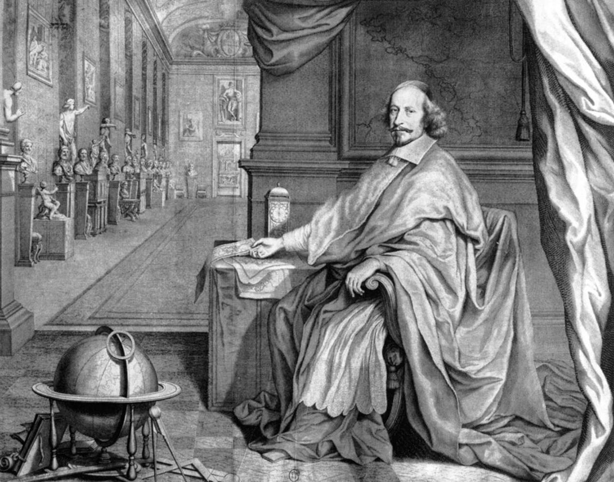Mazarin bíboros a palotájában alkotó: Robert Nanteuil