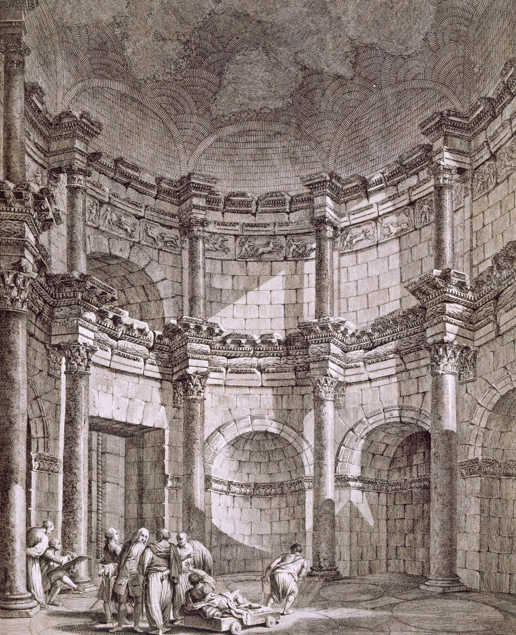 Jupiter temploma, a "Diocletianus császár palotájának romjai a dalmáciai Spalatróban" című, 1764-ben megjelent kötetből. alkotó: Robert Adam