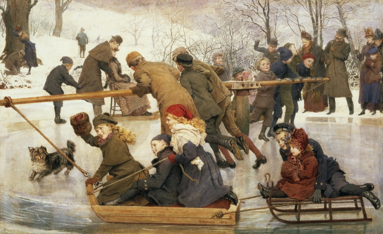 Vidám kör a jégen, 1888 alkotó: Robert Barnes