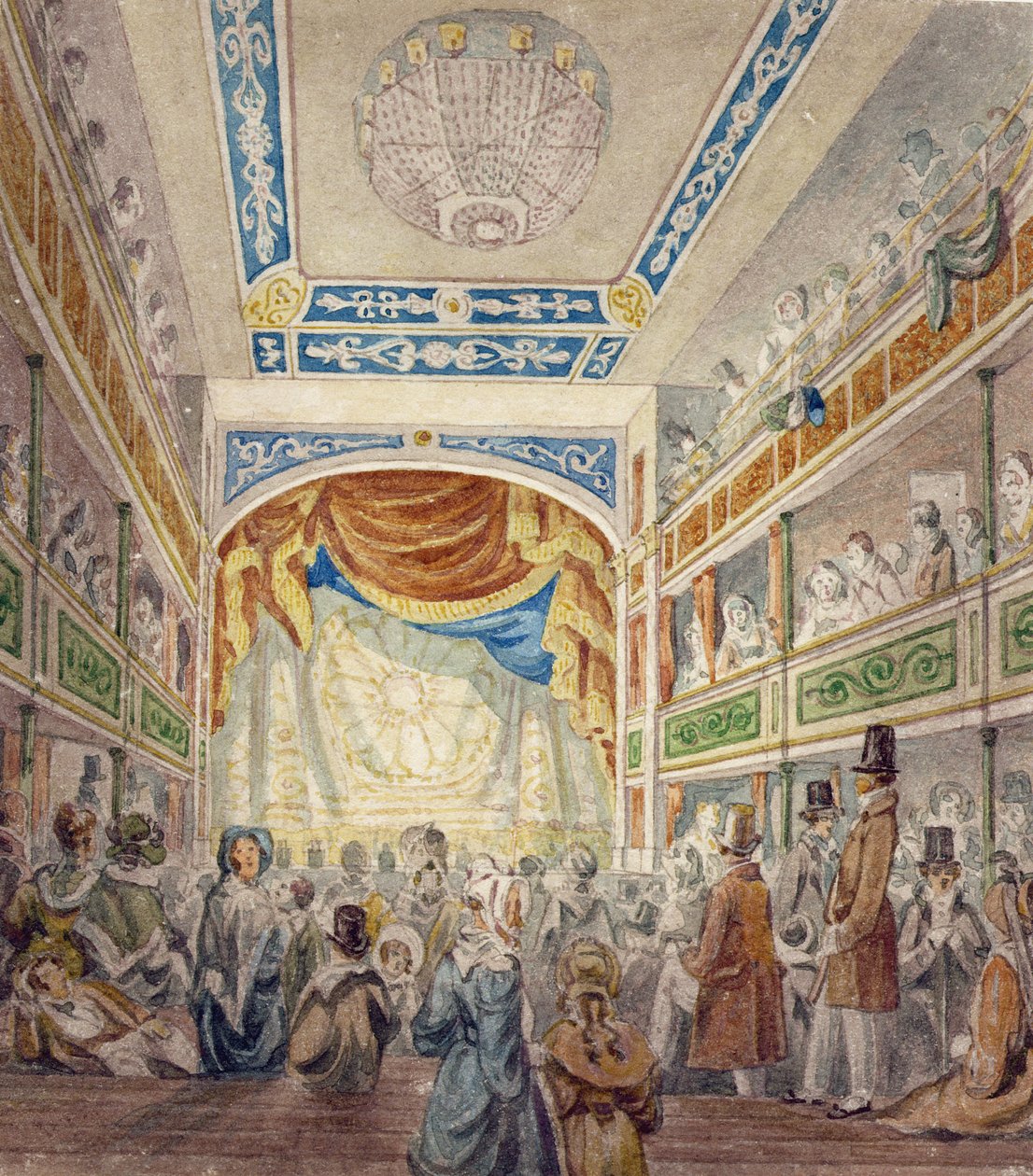 The Interior of the Standard Theatre, Shoreditch, 1840 körül alkotó: Robert Blemell Schnebbelie