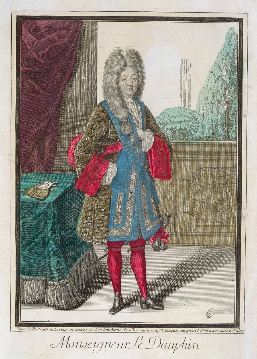 Francia Lajos (1661-1711) Monseigneur le Dauphin (színes metszet) alkotó: Robert Bonnart