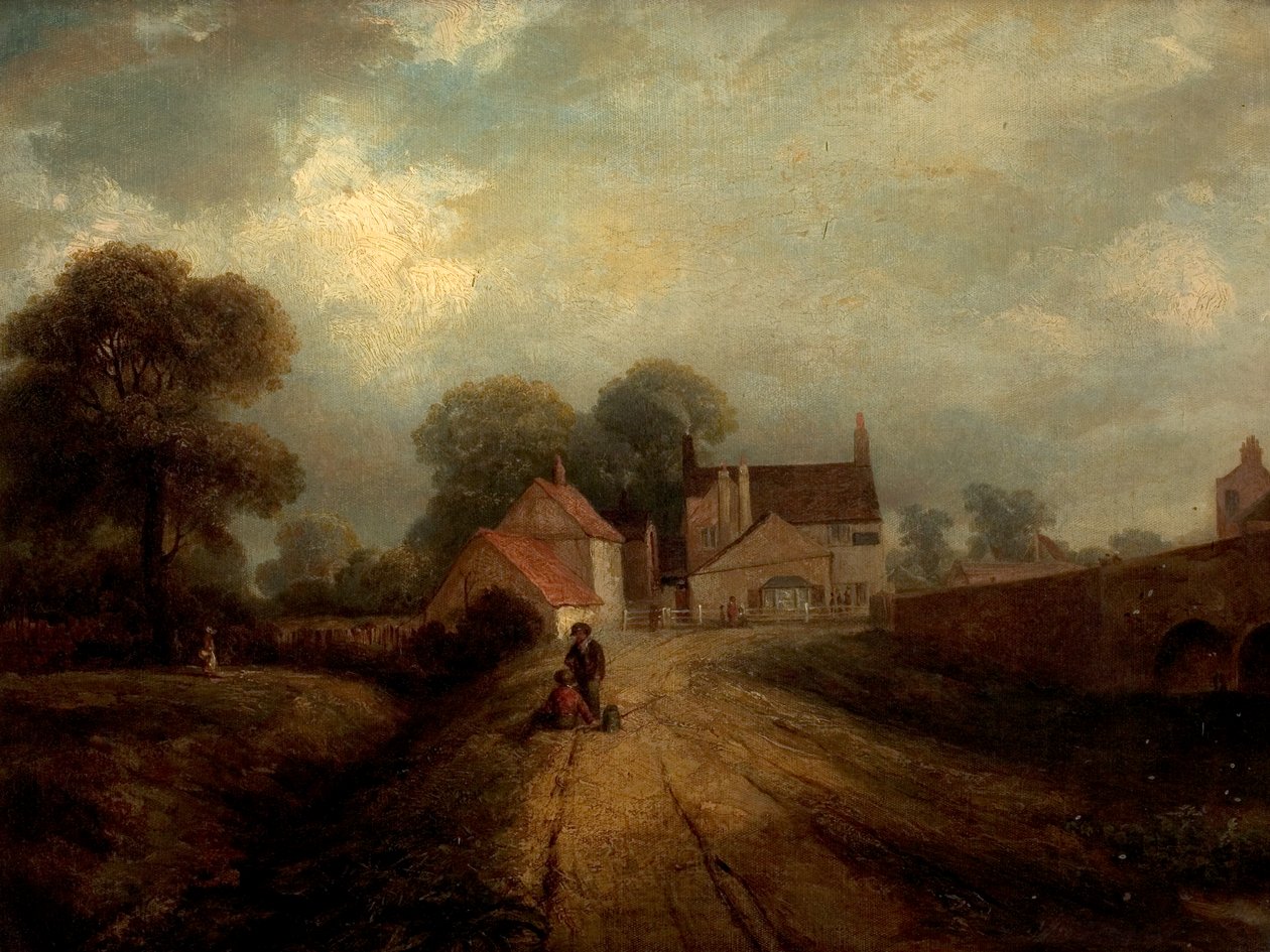 Kilátás az Old Trent Bridge Innre, West Bridgford, Nottingham, 1850 alkotó: Robert Bradley