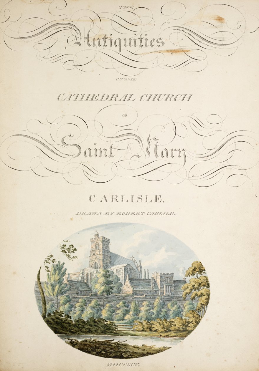 Ms. New Coll 380, f1r. A carlisle-i Szent Mária székesegyház régiségei, rajzolta Robert Carlile, 1795 (metszet és vk. papírra) alkotó: Robert Carlile