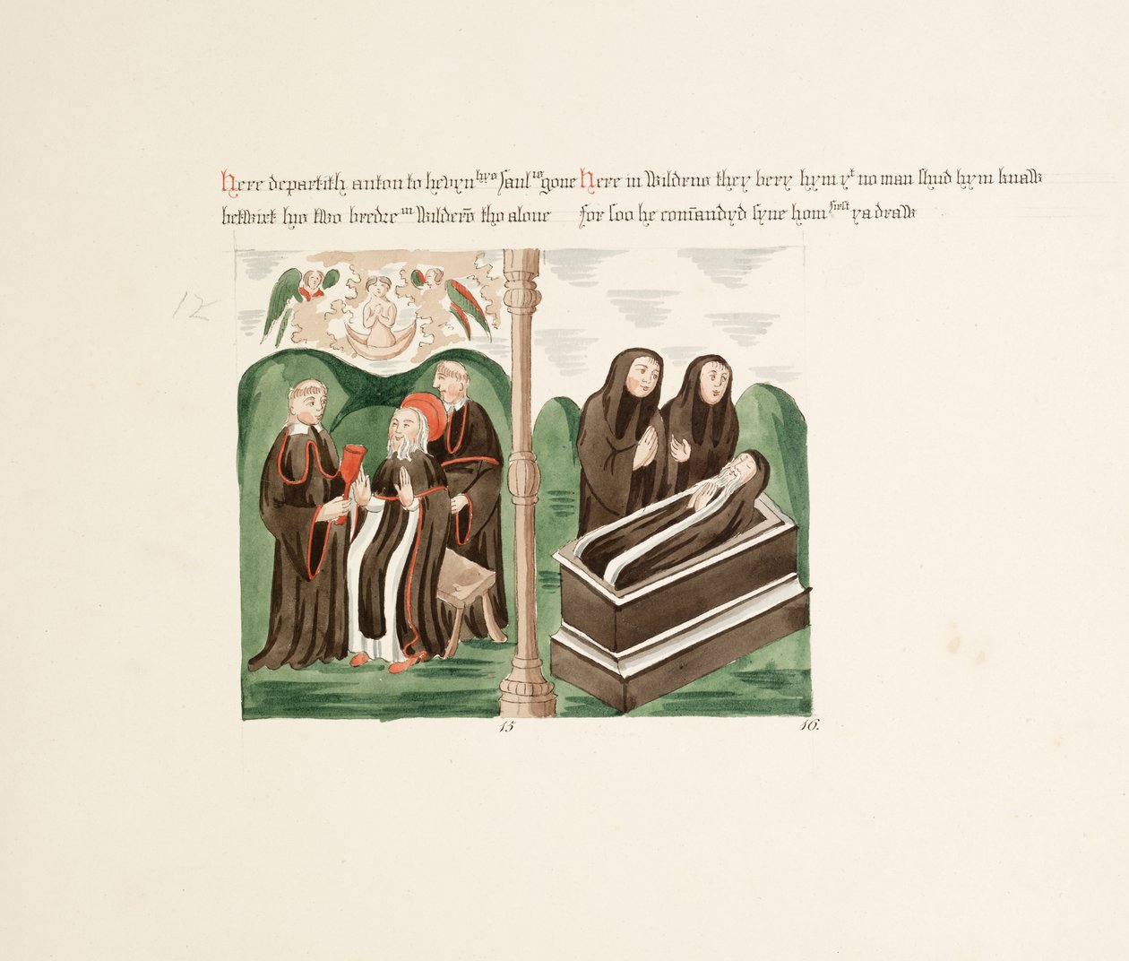 Ms. New Coll 380, f46r. A carlisle-i Szent Mária székesegyház régiségei, rajzolta Robert Carlile, 1795 (toll és tinta és wc papírra). alkotó: Robert Carlile