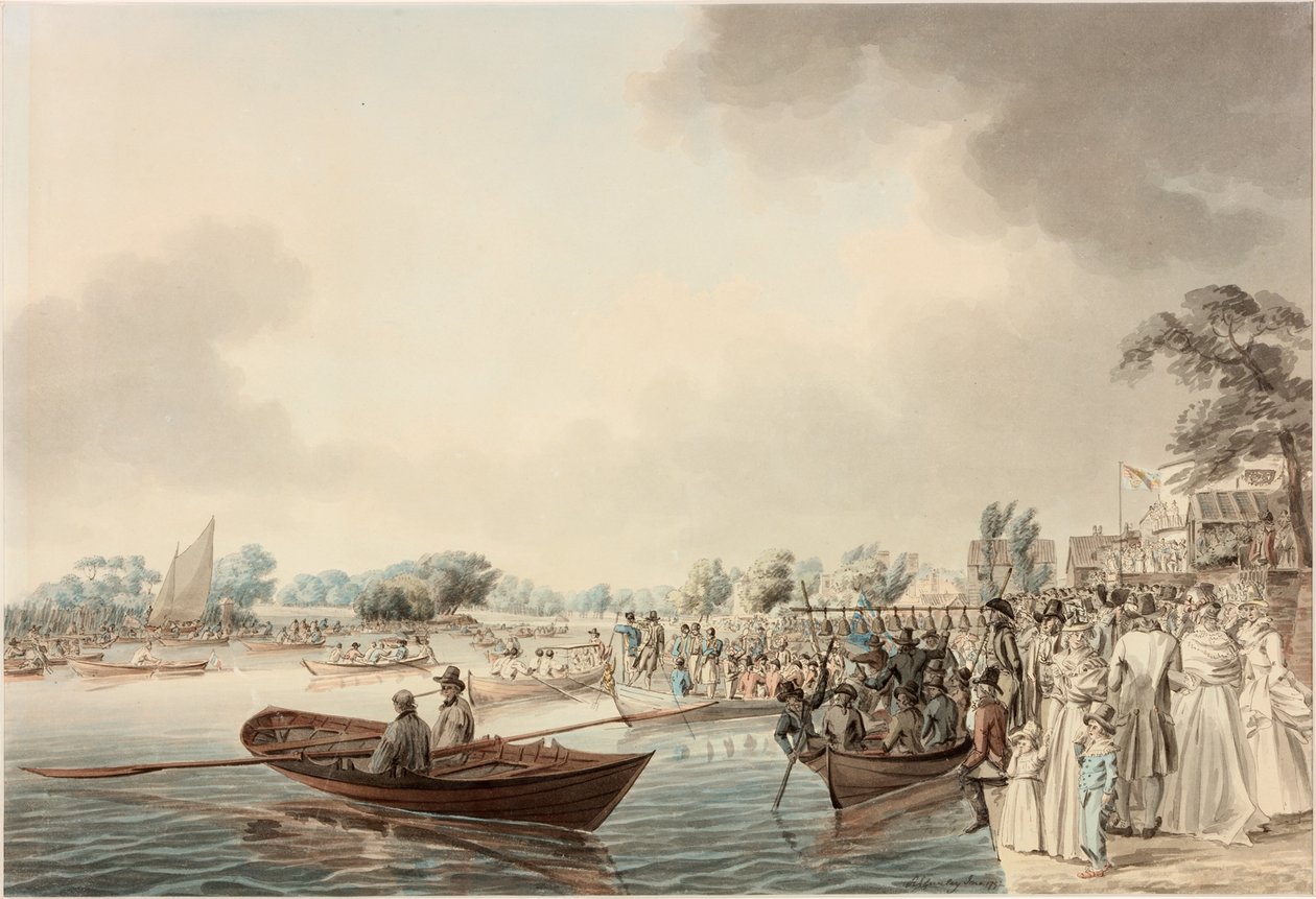 Evezős mérkőzés Richmondban, Surreyben, (Clarence hercegének születésnapja) alkotó: Robert Cleveley