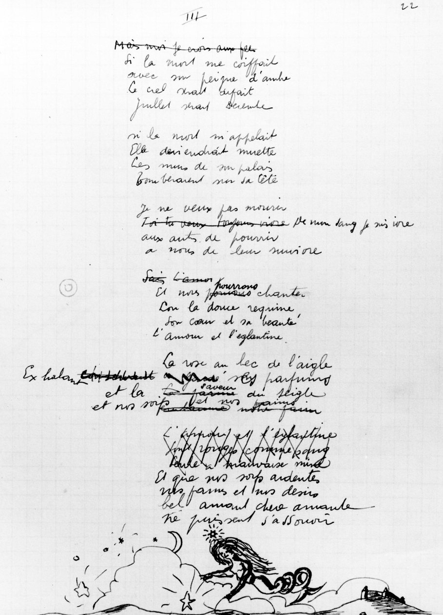 Vers, 1936-7 (papíron toll és tus) alkotó: Robert Desnos